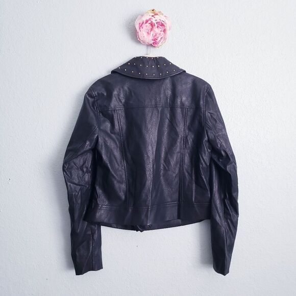 Michael Kors Black Faux Leather Gold Studded Jacket - Picture 7 of 8